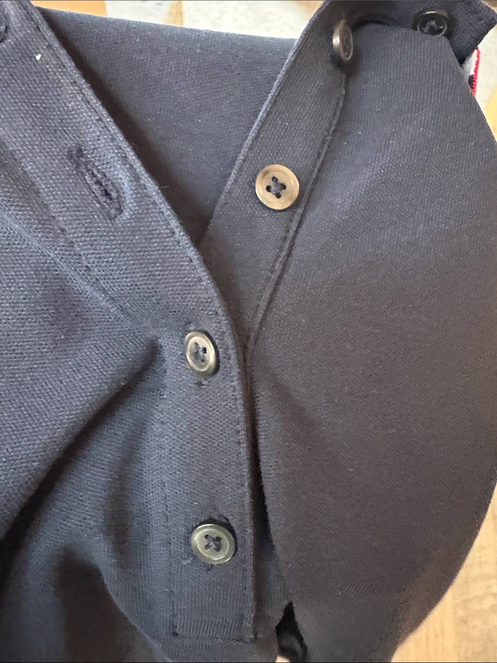 Tommy Hilfiger Navy Polo with Red Collar and Red Heart - Picture 7 of 8